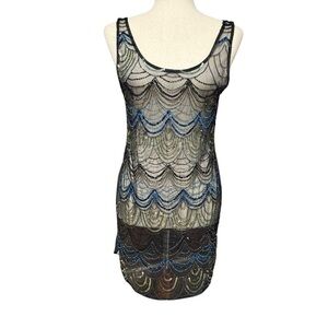 Urban Outfitters Y2K Sequin Flapper Mini Dress Sheer Small Showgirl Fairy Mesh
